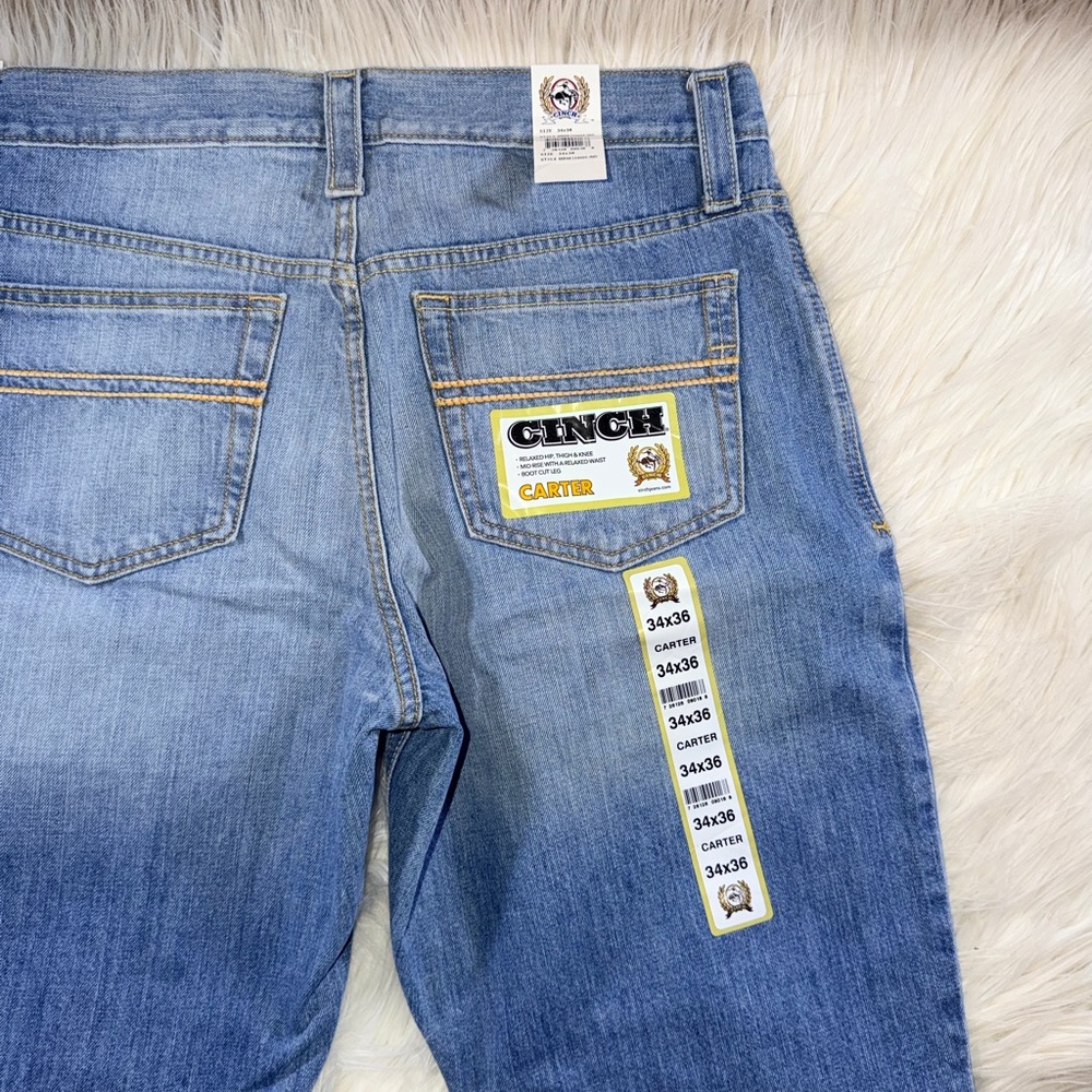 NWT Cinch Carter Men's Light Blue Denim Jeans - 34x36